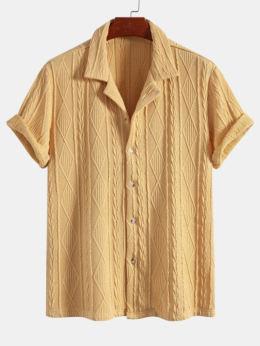Chemise Cubane en Tricot Géométrique Texturé – Confortable, Coupe Régulière, 95% Polyester, 5% Élasthanne 0
