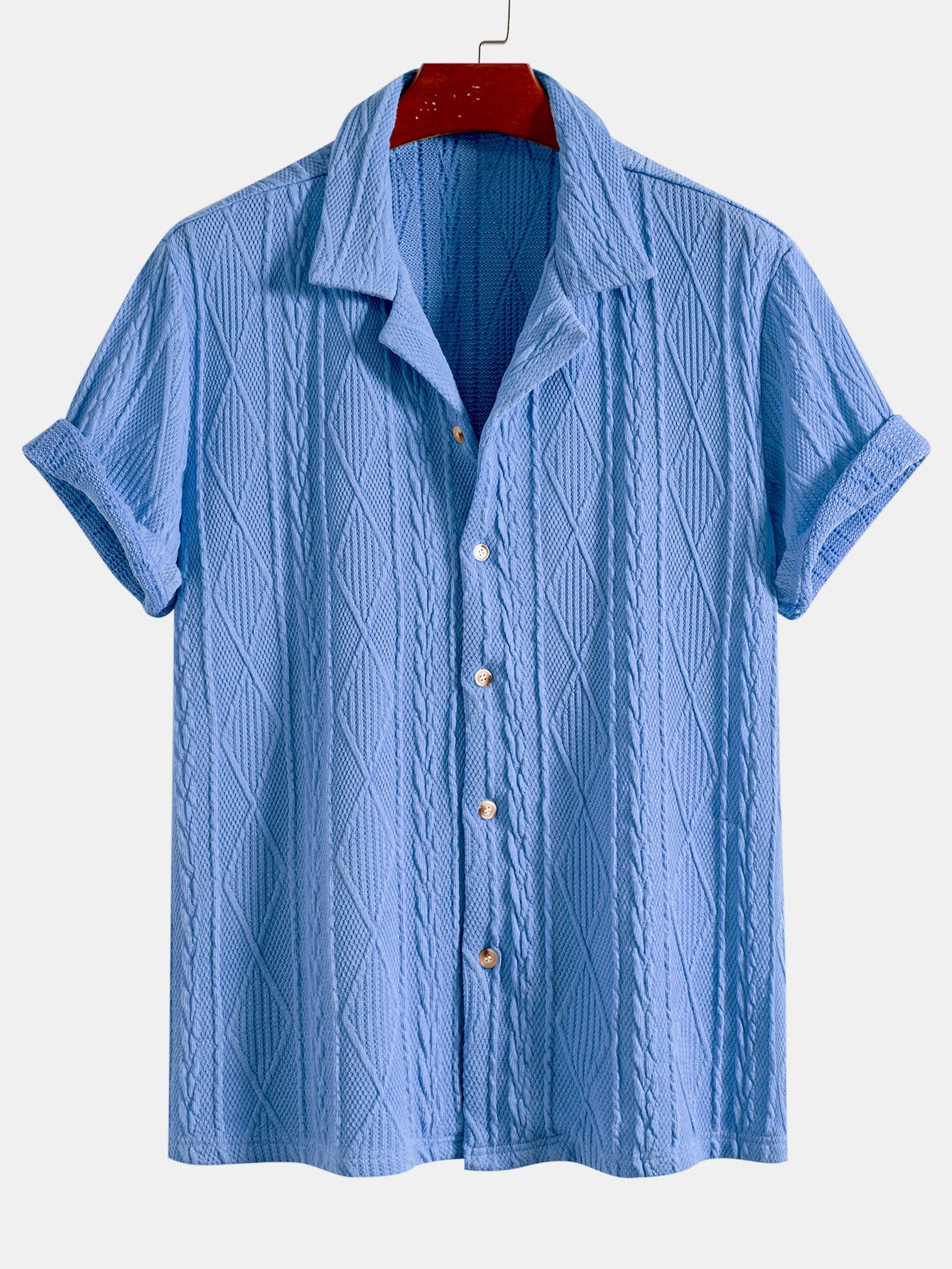 Chemise Cubane en Tricot Géométrique Texturé – Confortable, Coupe Régulière, 95% Polyester, 5% Élasthanne 1
