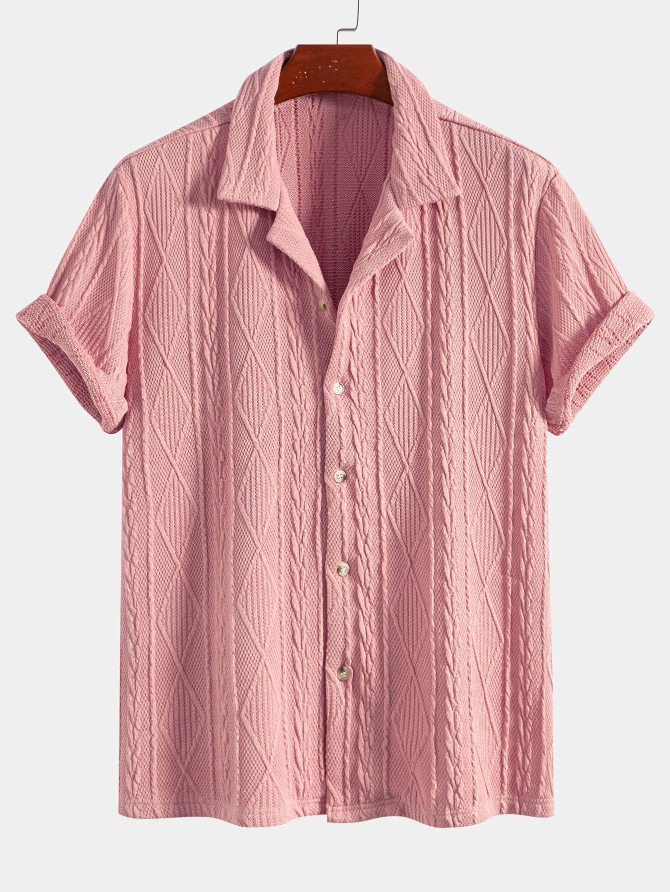 Chemise Cubane en Tricot Géométrique Texturé – Confortable, Coupe Régulière, 95% Polyester, 5% Élasthanne 2