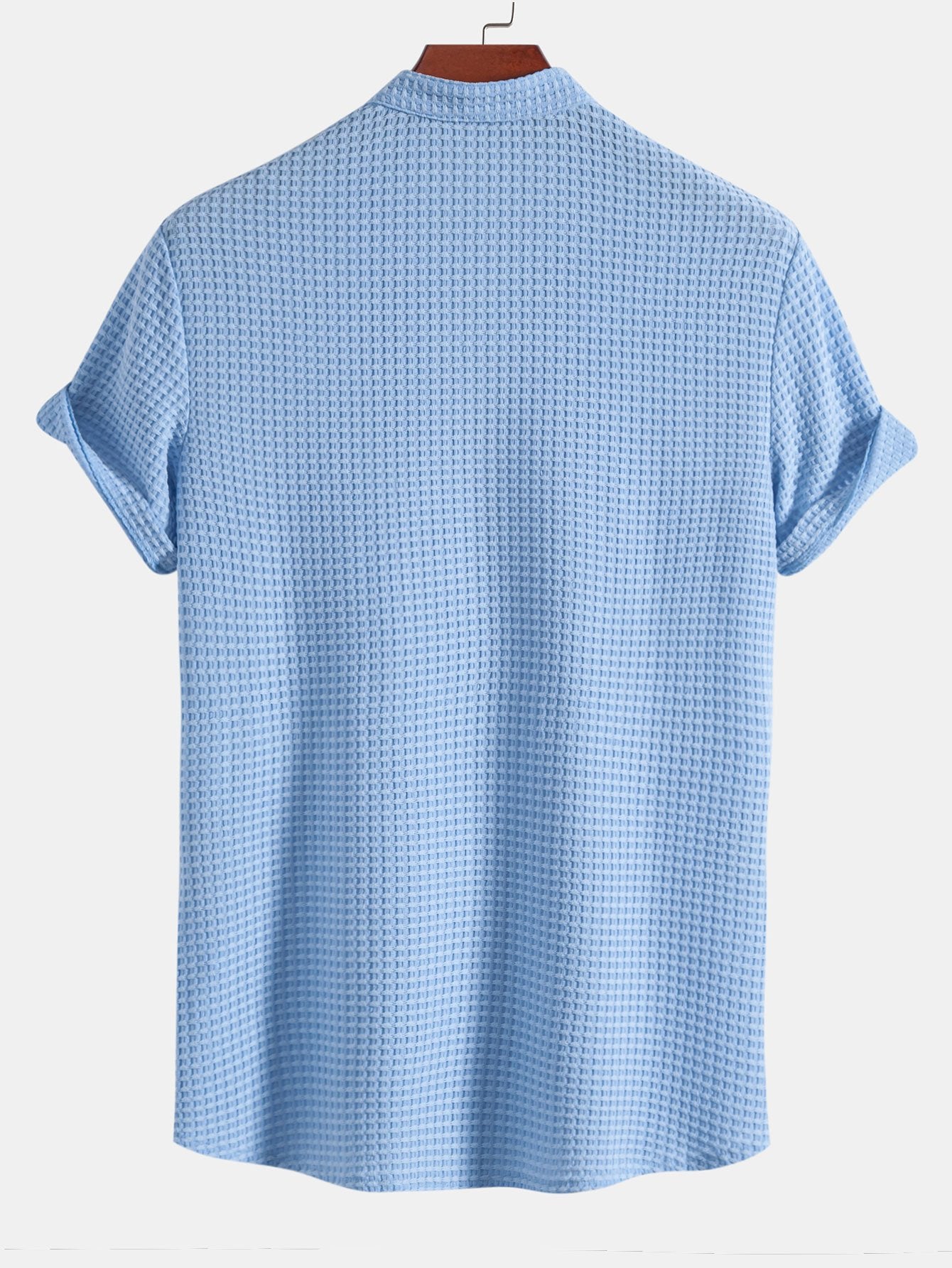 Chemise Homme Ajustée en Texture Waffle à Col Montant – Confort et Élégance, Plusieurs Tailles Disponibles 1