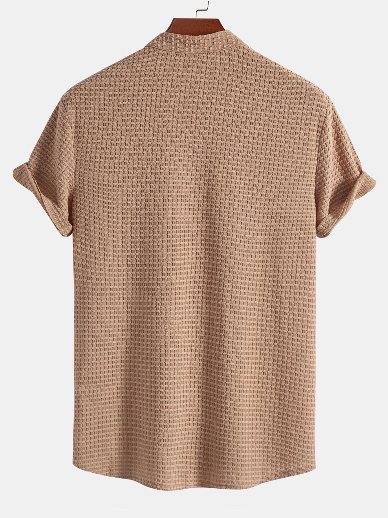 Chemise Homme Ajustée en Texture Waffle à Col Montant – Confort et Élégance, Plusieurs Tailles Disponibles 3