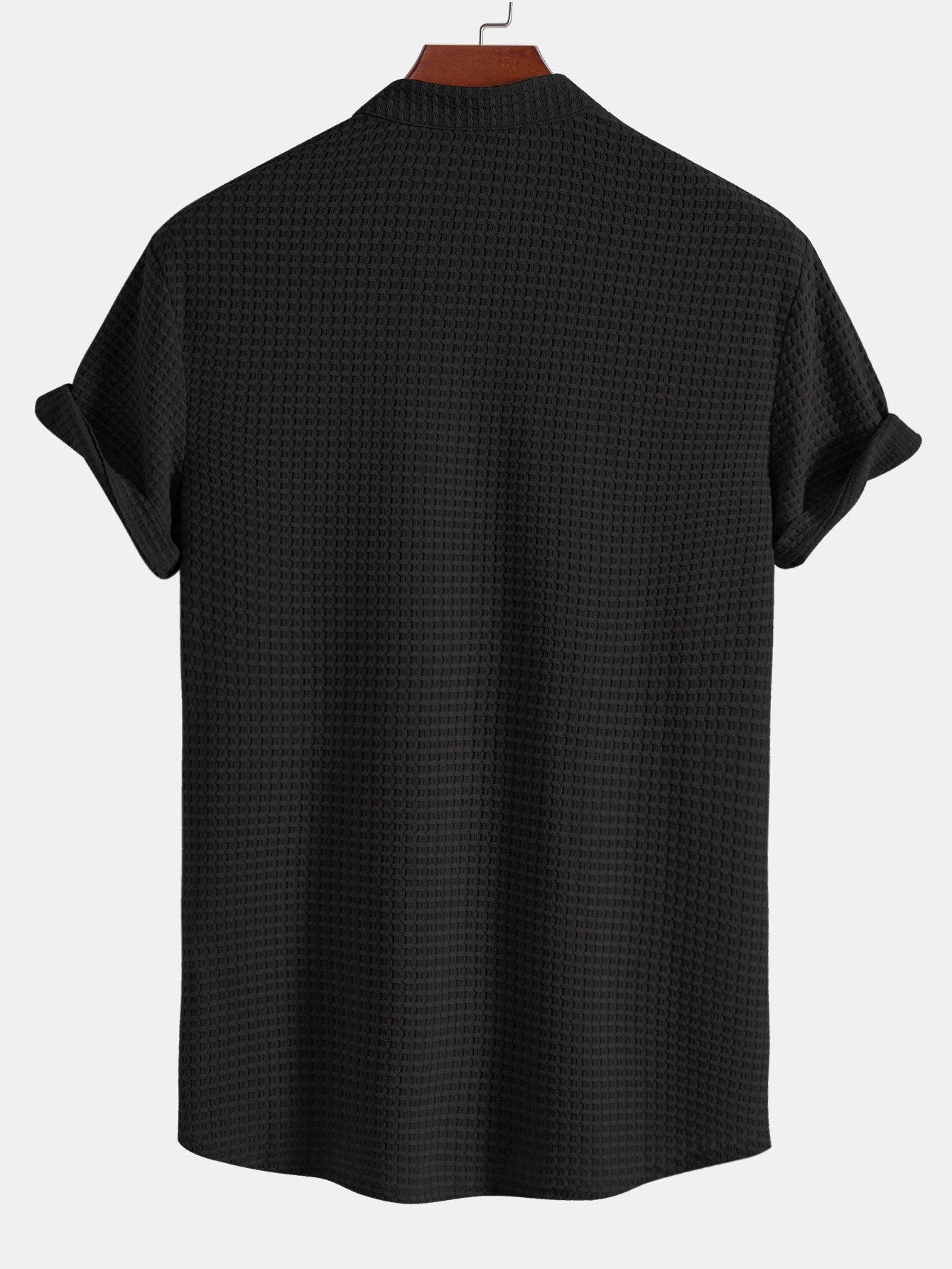 Chemise Homme Ajustée en Texture Waffle à Col Montant – Confort et Élégance, Plusieurs Tailles Disponibles 5