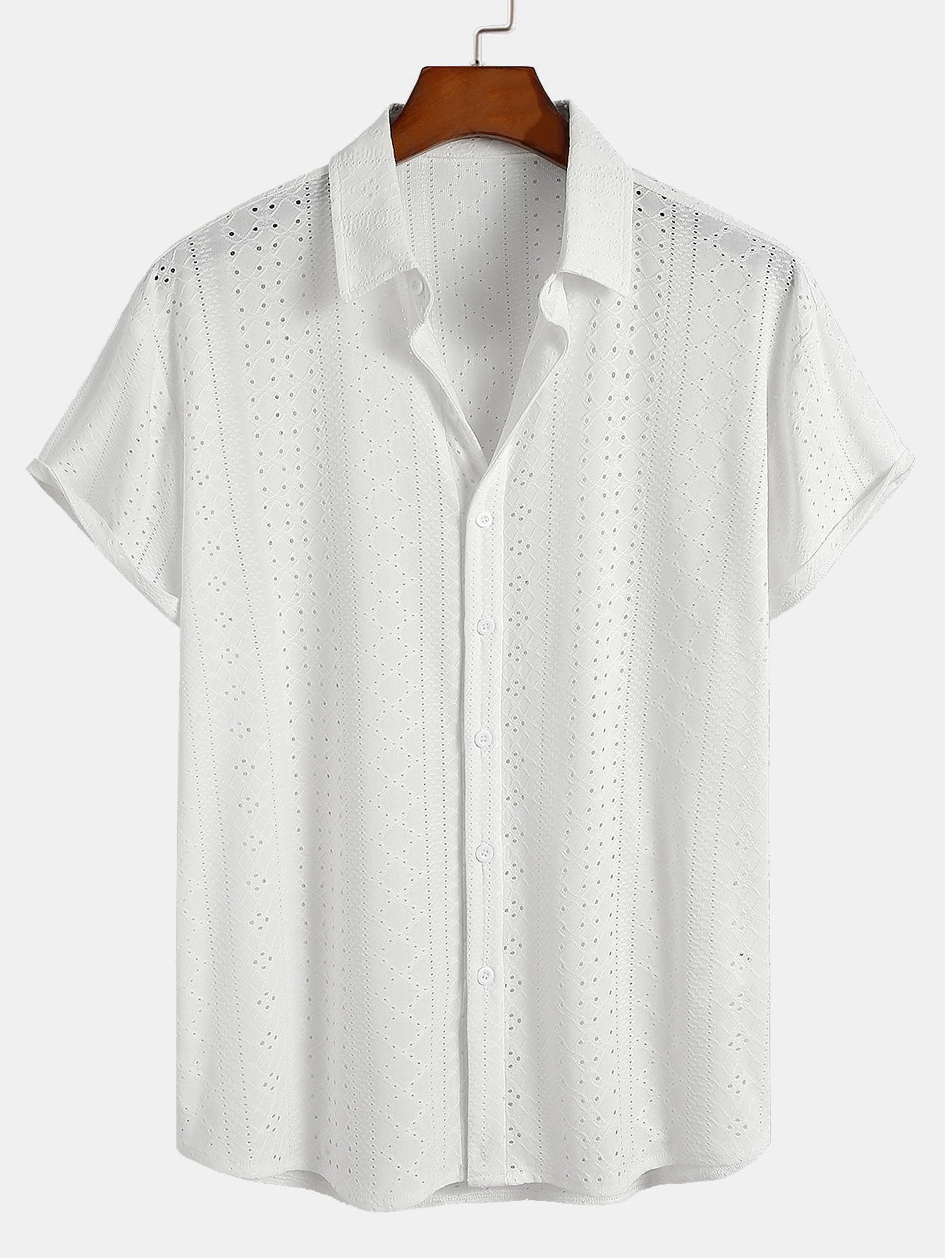 Chemise Texturée en Jacquard 100% Polyester – Coupe Classique, Élégante et Confortable 0