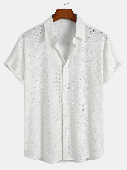 Chemise Texturée en Jacquard 100% Polyester – Coupe Classique, Élégante et Confortable 0