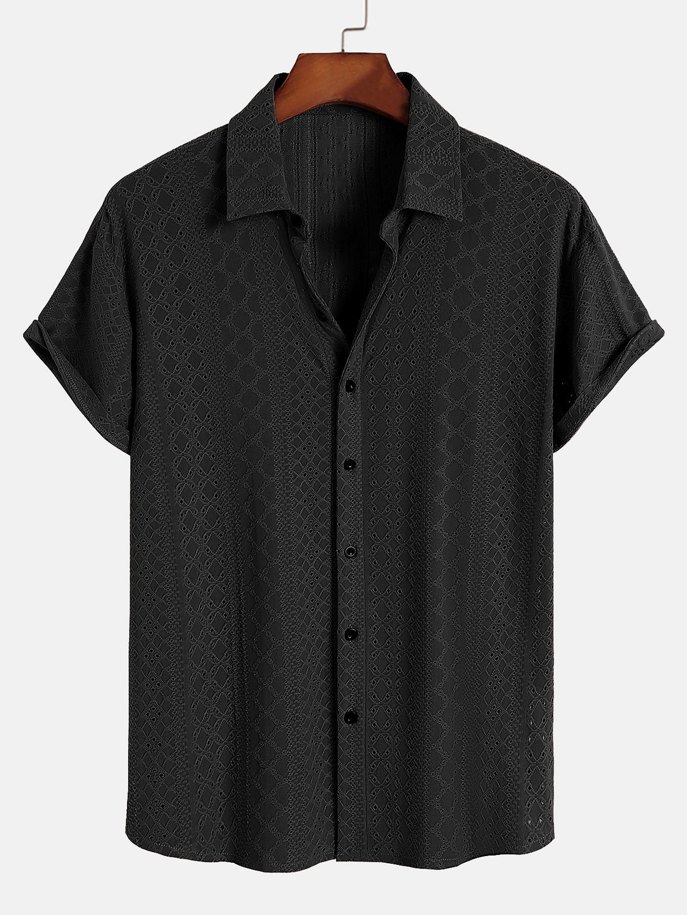 Chemise Texturée en Jacquard 100% Polyester – Coupe Classique, Élégante et Confortable 2