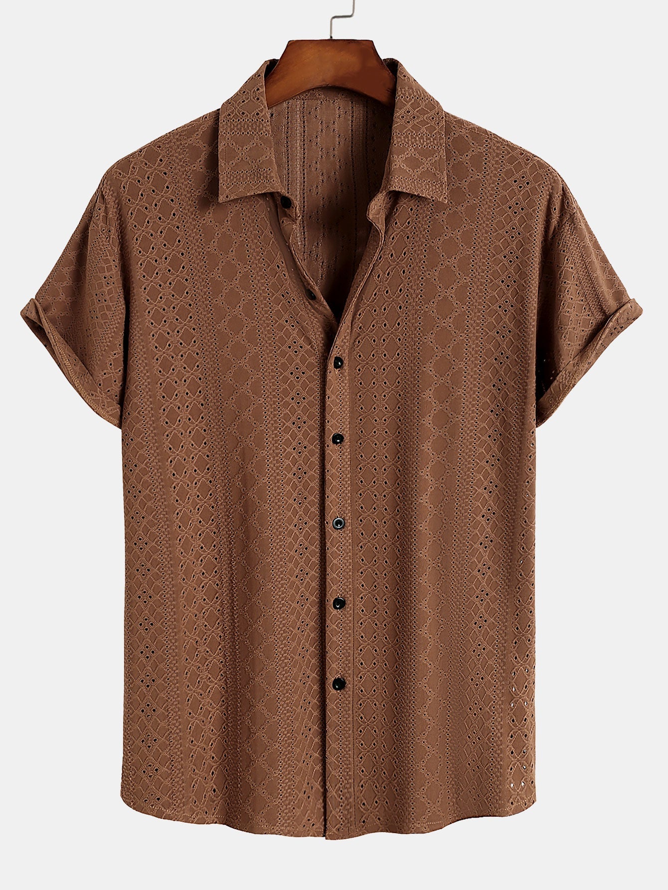 Chemise Texturée en Jacquard 100% Polyester – Coupe Classique, Élégante et Confortable 4