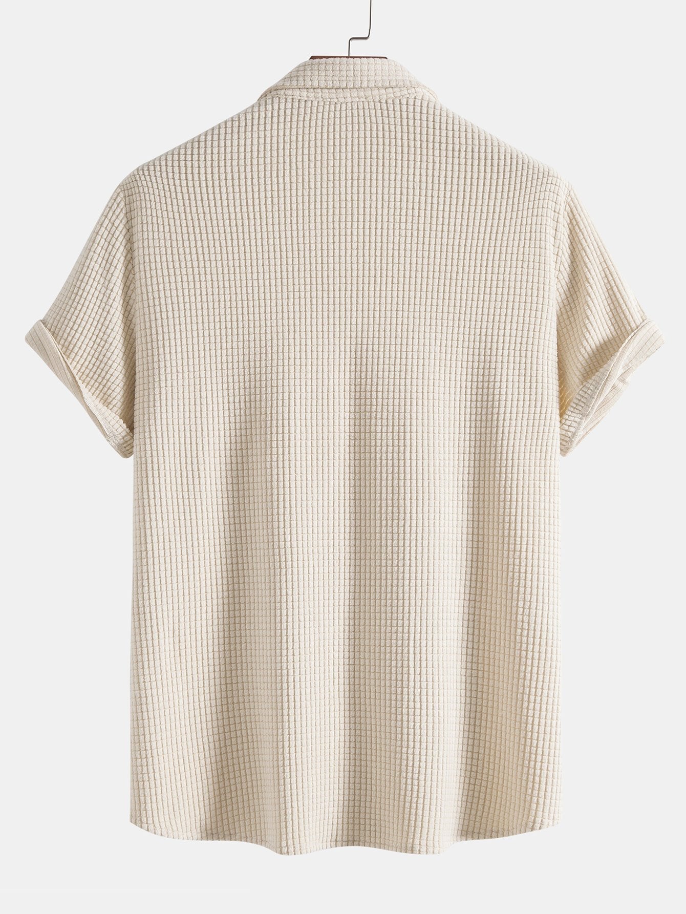 Chemise à Boutons en Gaufre 100% Polyester – Coupe Régulière pour Look Décontracté 1