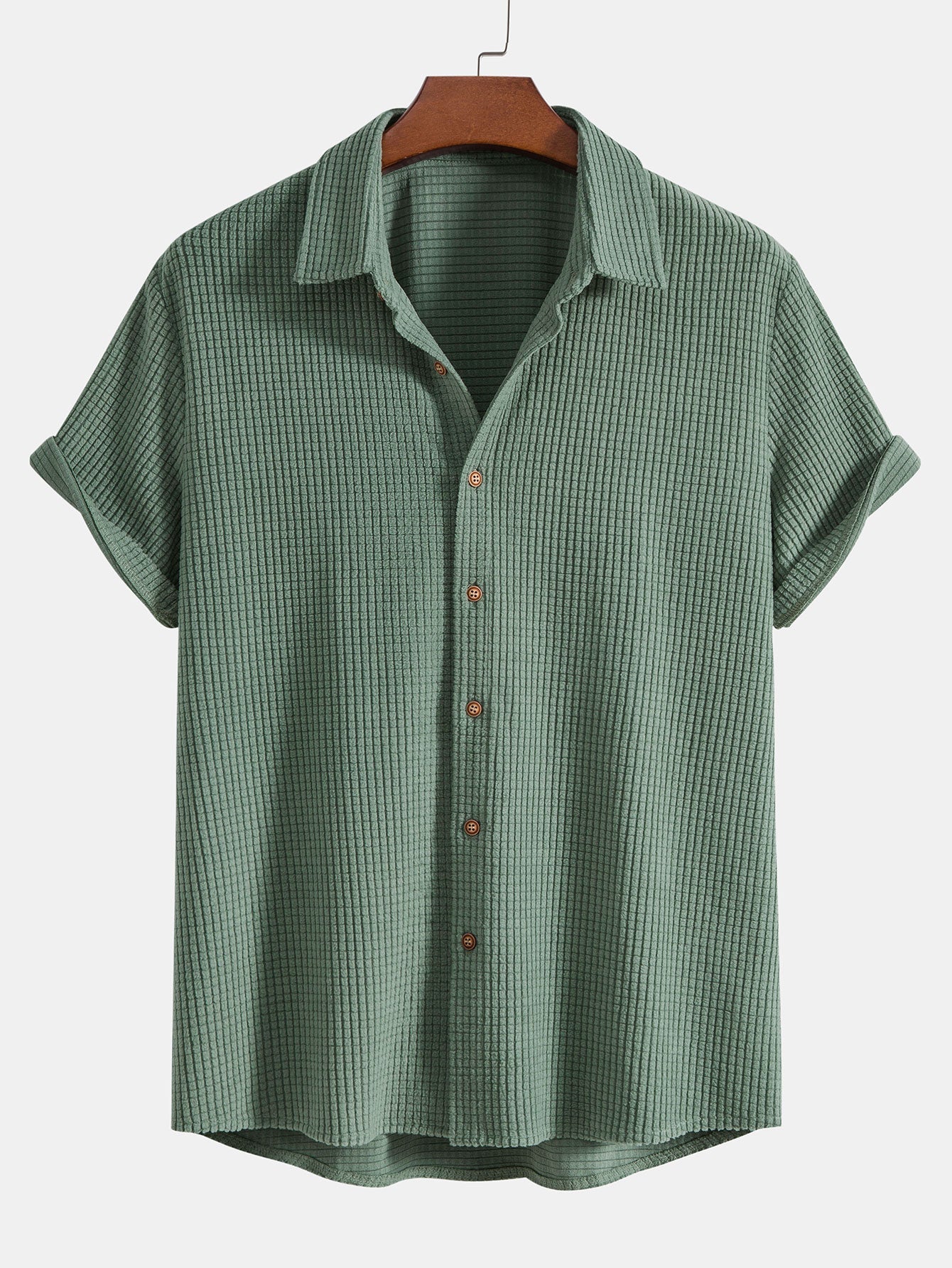 Chemise à Boutons en Gaufre 100% Polyester – Coupe Régulière pour Look Décontracté 2