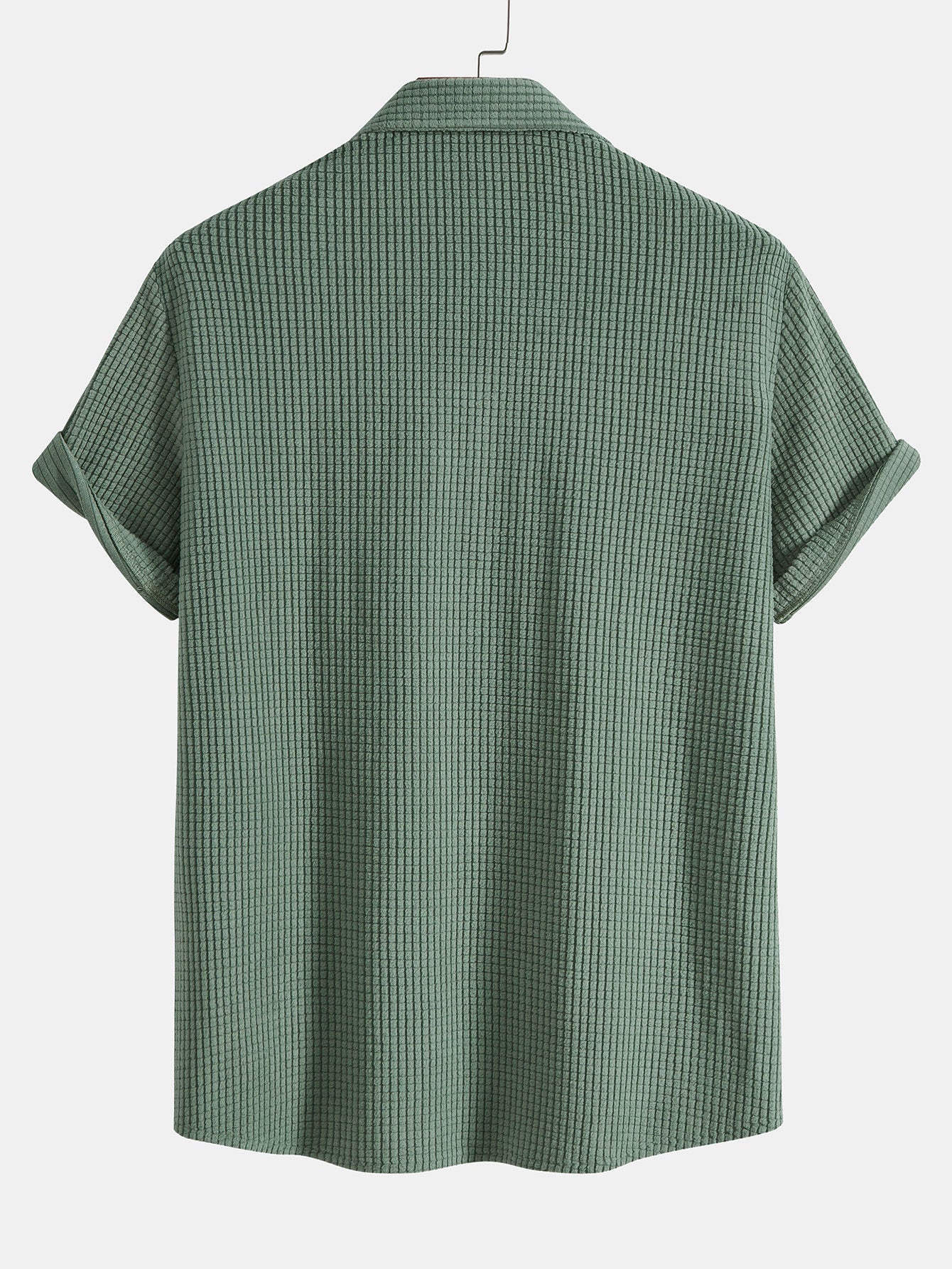 Chemise à Boutons en Gaufre 100% Polyester – Coupe Régulière pour Look Décontracté 3