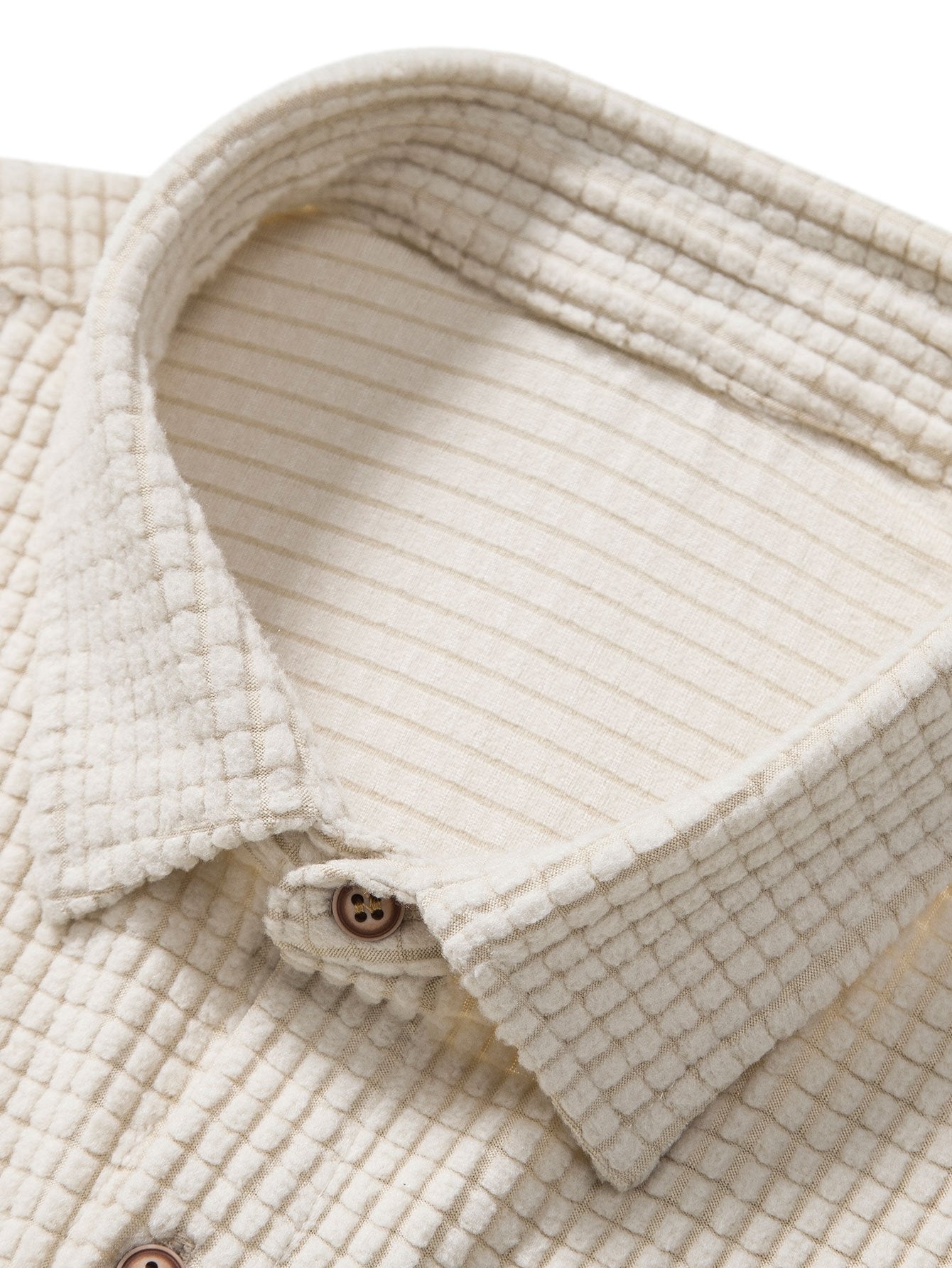 Chemise à Boutons en Gaufre 100% Polyester – Coupe Régulière pour Look Décontracté 4