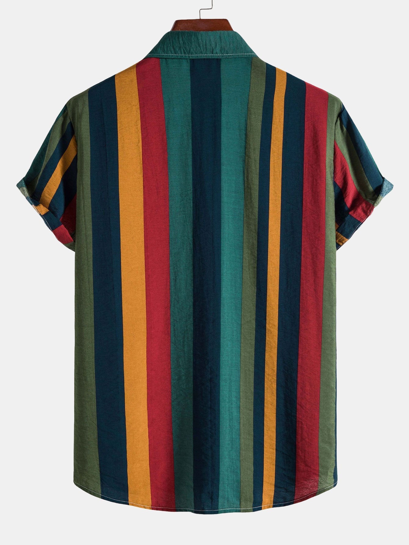Chemise à Rayures Colorées en Polyester – Coupe Régulière, Design Unique et Confort Optimal 1