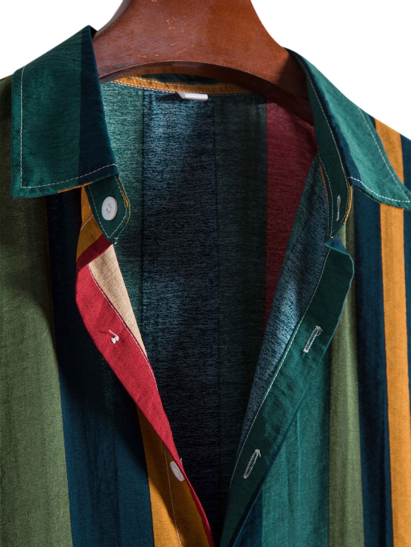 Chemise à Rayures Colorées en Polyester – Coupe Régulière, Design Unique et Confort Optimal 2