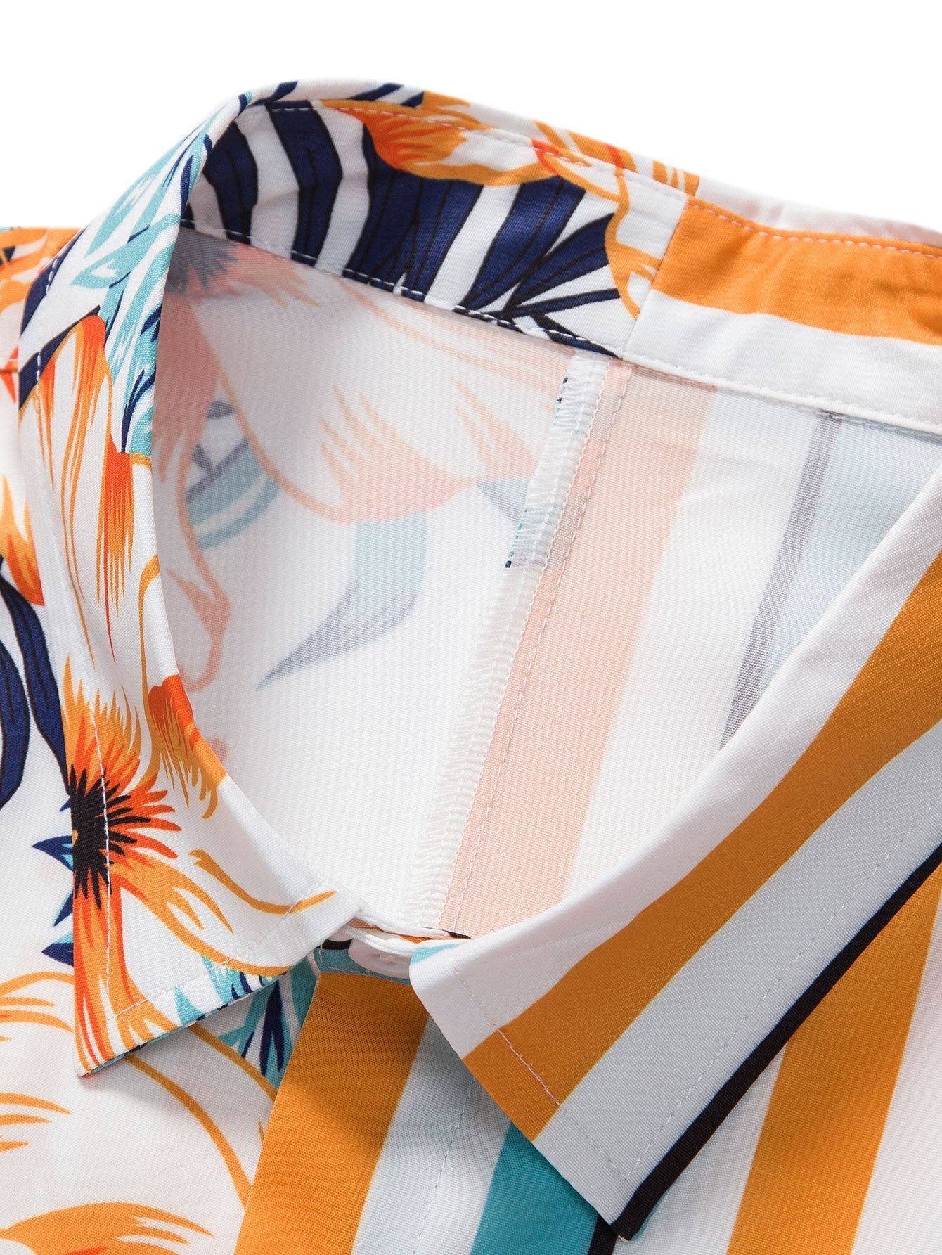 Chemise à Rayures Tropicales en Polyester – Coupe Classique, Design Unique et Confortable 2