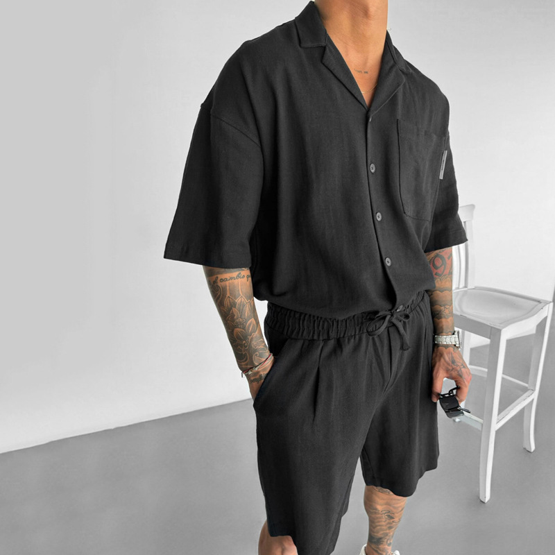 Ensemble d'Été en Lin Léger pour Homme – Chemise et Short Confortables, Tissu Respirant, Plusieurs Tailles et Couleurs Disponibles 1