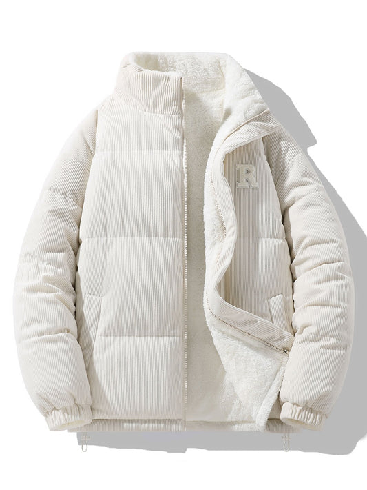 Manteau Hiver Femme Réversible en Velours Côtelé et Fleece Teddy – Confort Élégant, Relax Fit 0