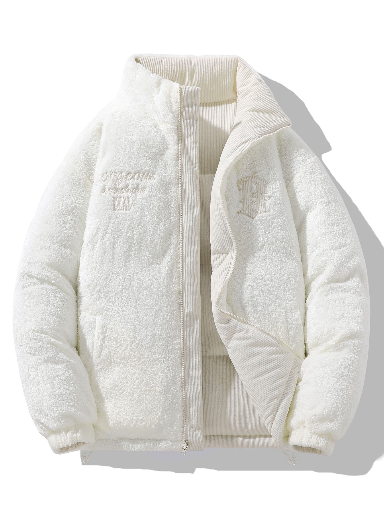 Manteau Hiver Femme Réversible en Velours Côtelé et Fleece Teddy – Confort Élégant, Relax Fit 1