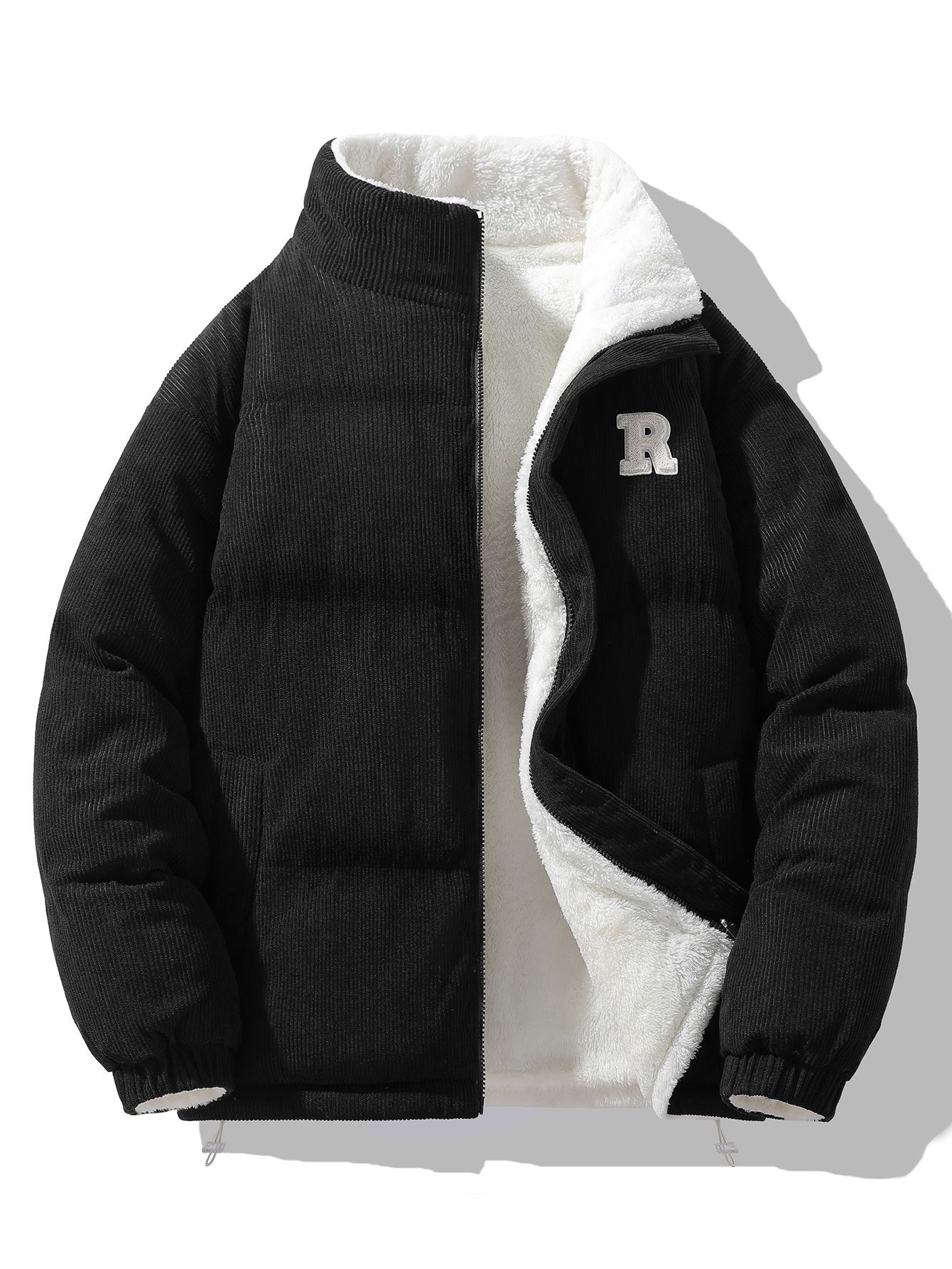 Manteau Hiver Femme Réversible en Velours Côtelé et Fleece Teddy – Confort Élégant, Relax Fit 4