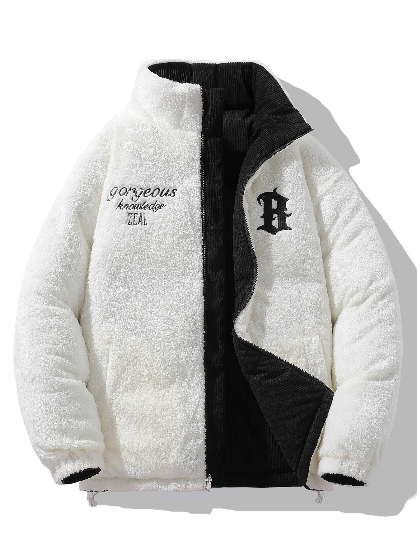 Manteau Hiver Femme Réversible en Velours Côtelé et Fleece Teddy – Confort Élégant, Relax Fit 5