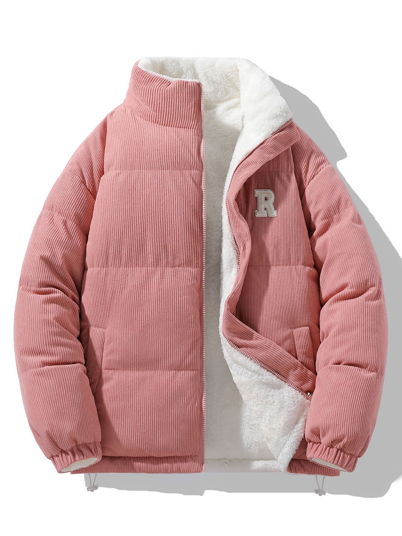 Manteau Hiver Femme Réversible en Velours Côtelé et Fleece Teddy – Confort Élégant, Relax Fit 6