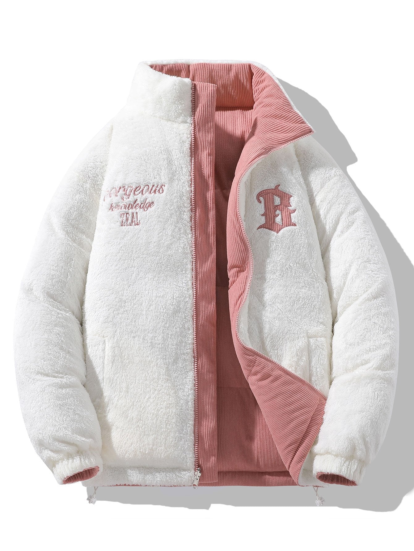 Manteau Hiver Femme Réversible en Velours Côtelé et Fleece Teddy – Confort Élégant, Relax Fit 7