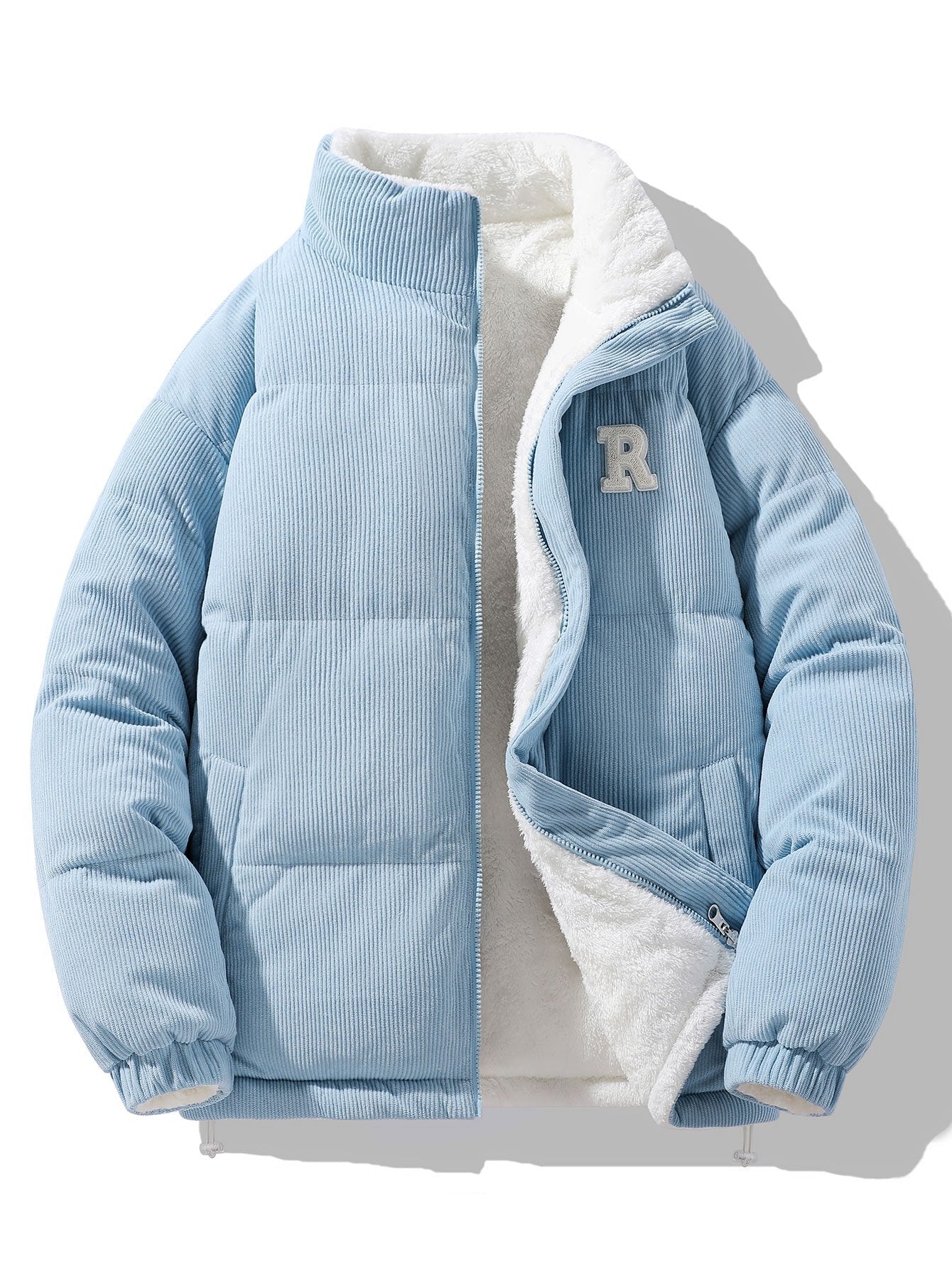 Manteau Hiver Femme Réversible en Velours Côtelé et Fleece Teddy – Confort Élégant, Relax Fit 8
