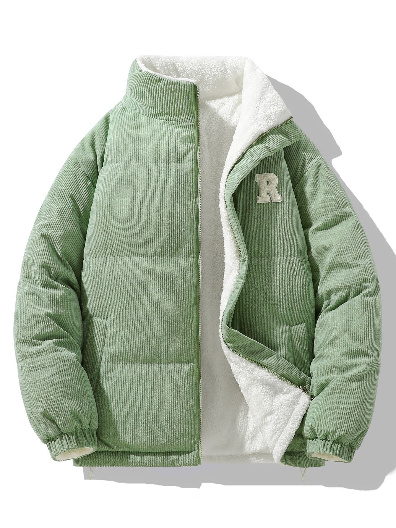 Manteau Hiver Femme Réversible en Velours Côtelé et Fleece Teddy – Confort Élégant, Relax Fit 9