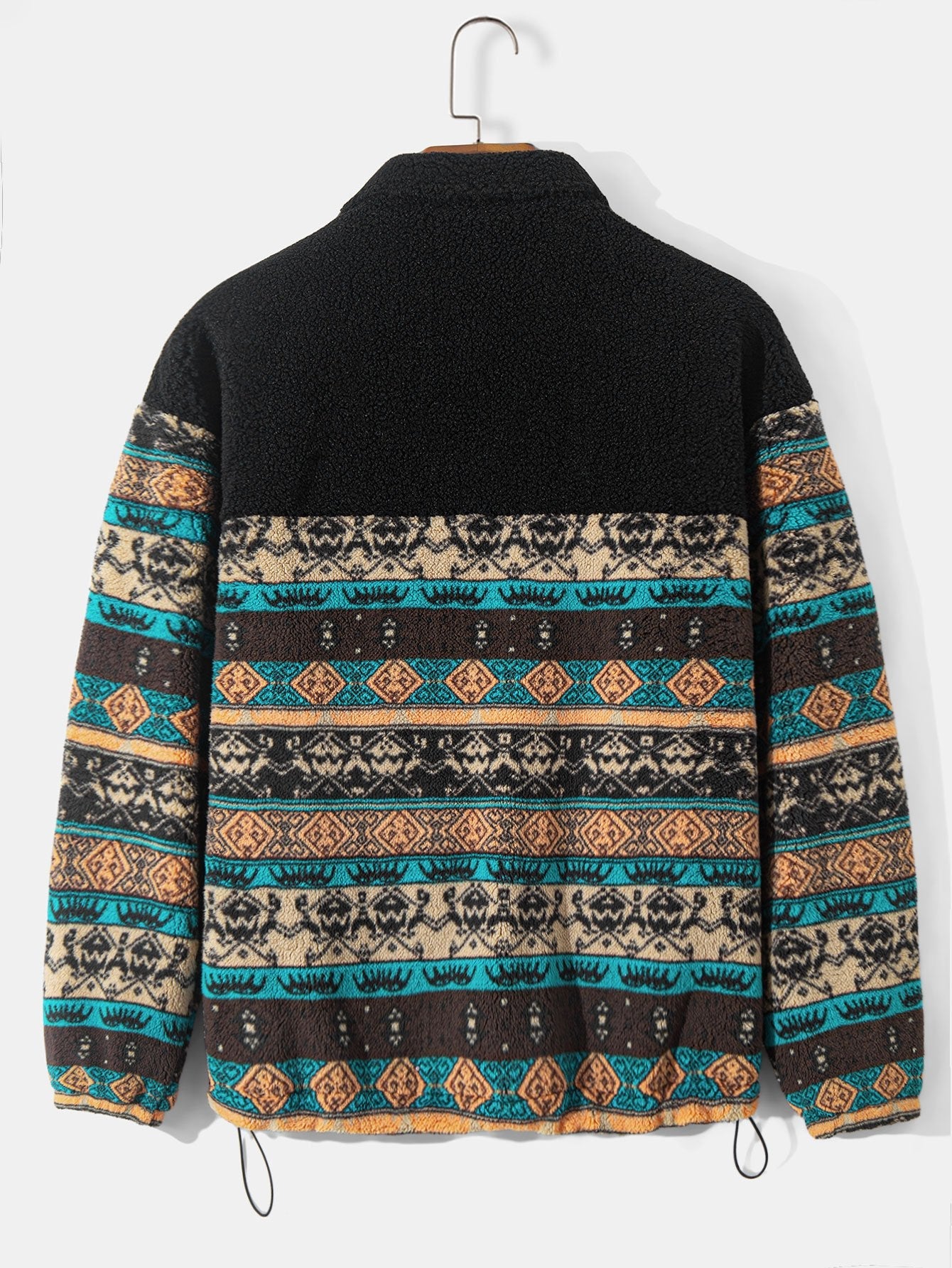 Manteau Hiver Femme en Fleece Teddy avec Imprimé Ethnique – Coupe Relax, Confort Optimal et Style Unique 1