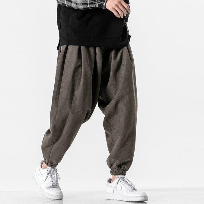 Pantalons Harem Amples en Polyester avec Taille Élastique et Poches Profondes – Style Décontracté Inspiré du Japon 1