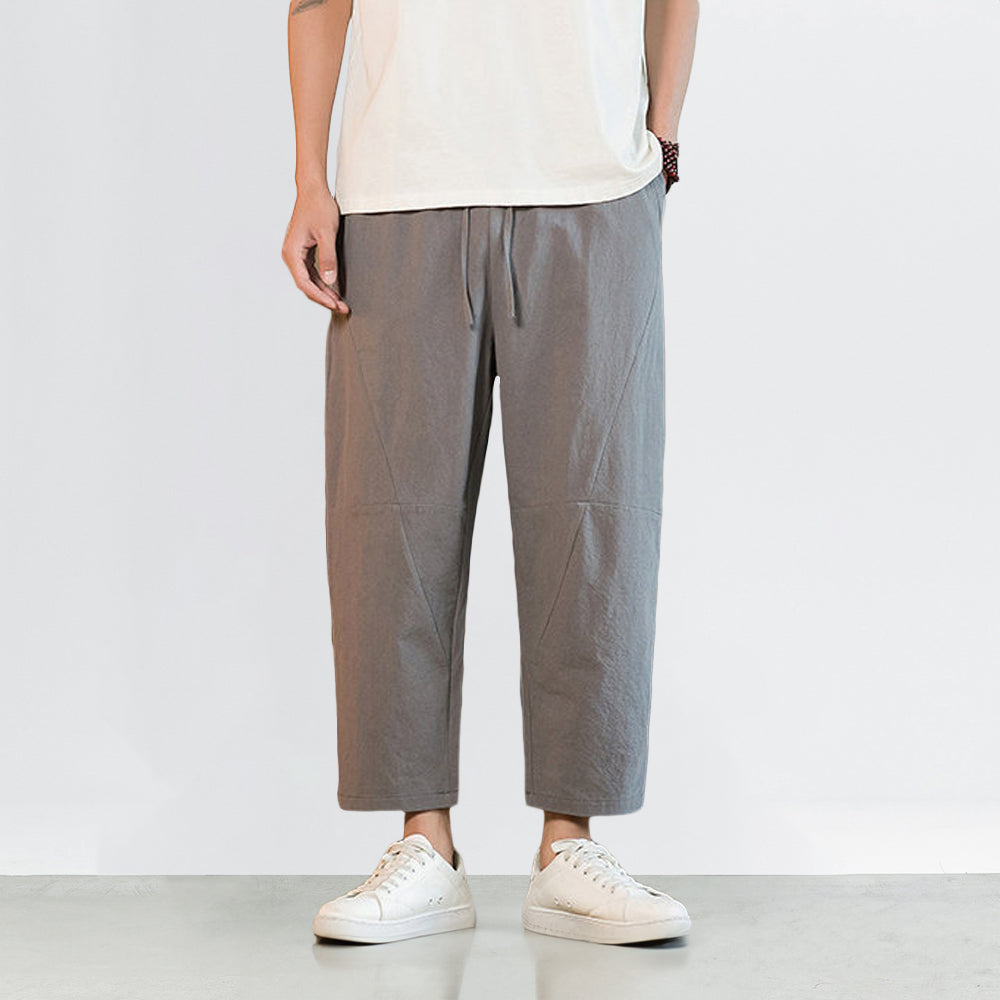 Pantalons Harem Croisés Japonais avec Taille Élastique et Poches Profondes – Coupe Ample en Tissu Légèrement Épais 0
