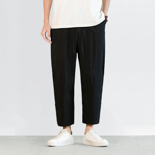 Pantalons Harem Croisés Japonais avec Taille Élastique et Poches Profondes – Coupe Ample en Tissu Légèrement Épais 1