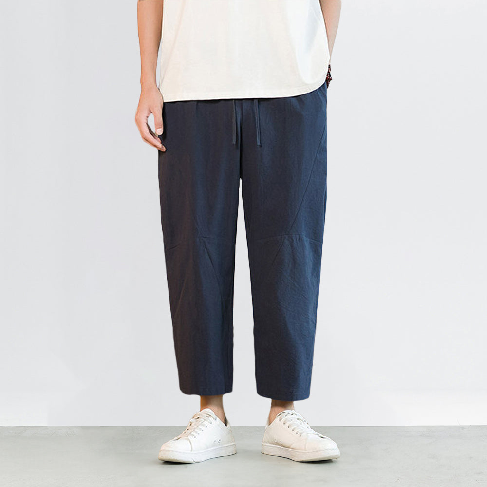 Pantalons Harem Croisés Japonais avec Taille Élastique et Poches Profondes – Coupe Ample en Tissu Légèrement Épais 3