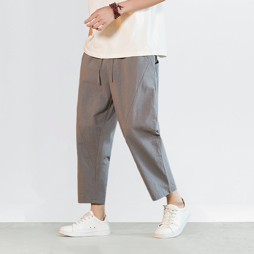Pantalons Harem Croisés Japonais avec Taille Élastique et Poches Profondes – Coupe Ample en Tissu Légèrement Épais 4