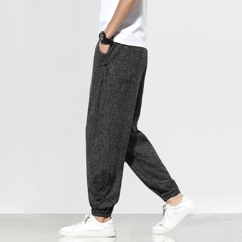 Pantalons Harem Japonais Élastiques avec Poches Profondes en Coton et Lin – Confort et Style Décontracté 1