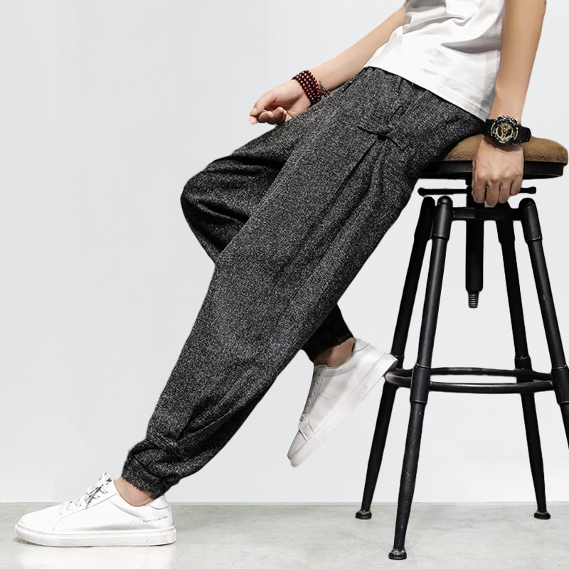 Pantalons Harem Japonais Élastiques avec Poches Profondes en Coton et Lin – Confort et Style Décontracté 2