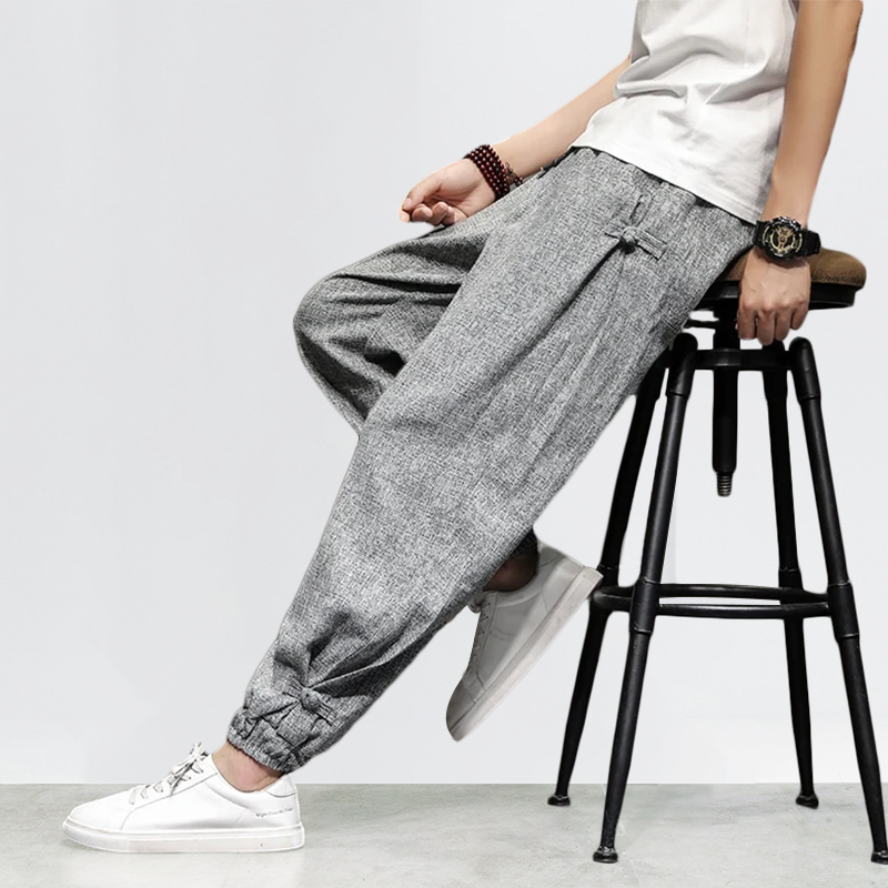 Pantalons Harem Japonais Élastiques avec Poches Profondes en Coton et Lin – Confort et Style Décontracté 4