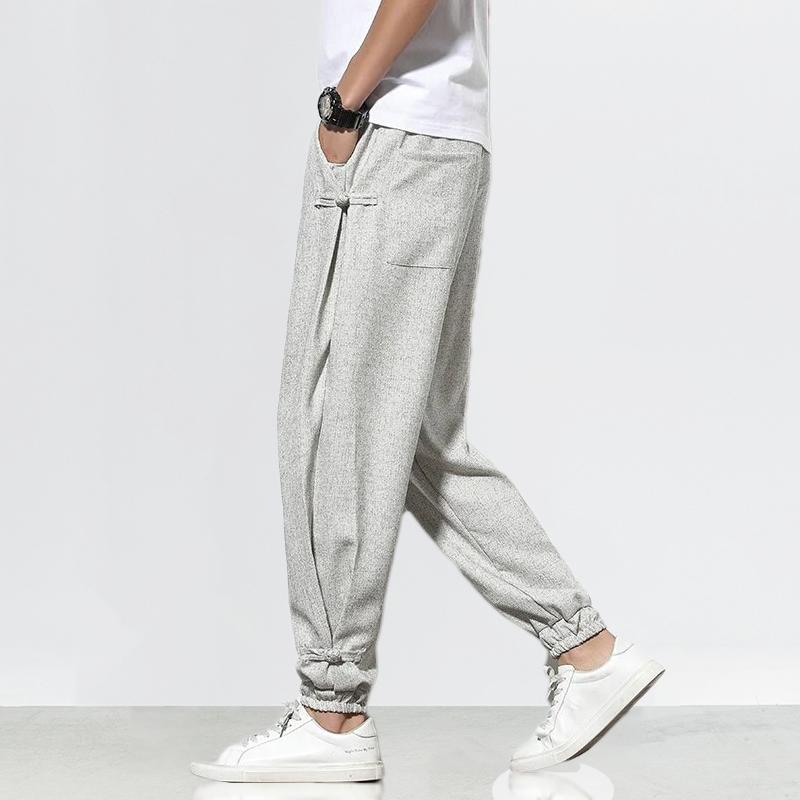 Pantalons Harem Japonais Élastiques avec Poches Profondes en Coton et Lin – Confort et Style Décontracté 5