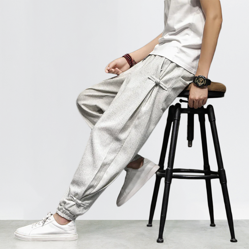 Pantalons Harem Japonais Élastiques avec Poches Profondes en Coton et Lin – Confort et Style Décontracté 6