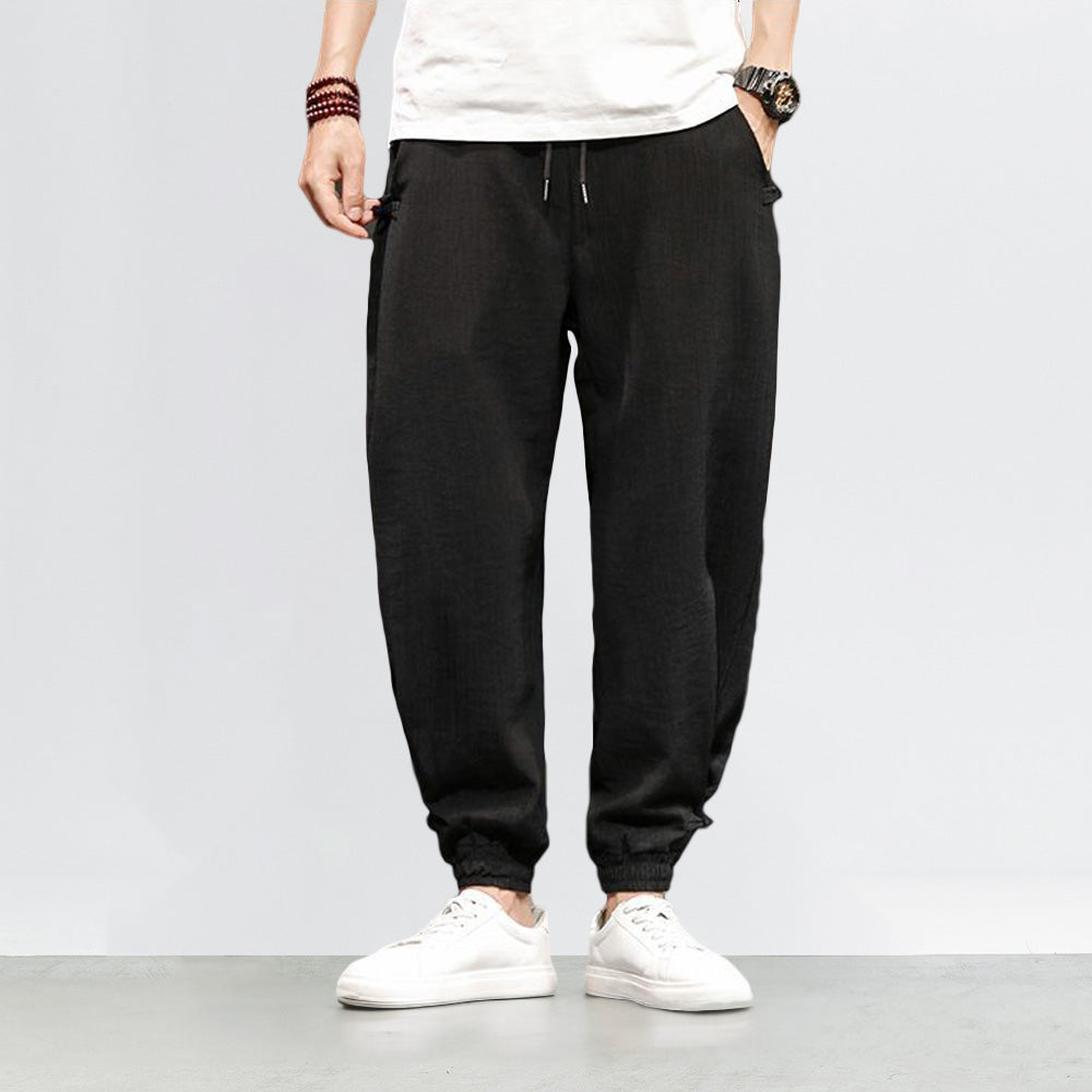 Pantalons Harem Japonais Élastiques avec Poches Profondes en Texture Côtelée – Coupe Décontractée et Confortable 2