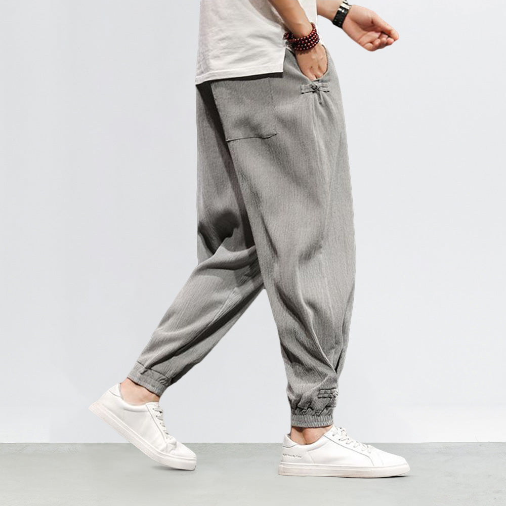 Pantalons Harem Japonais Élastiques avec Poches Profondes en Texture Côtelée – Coupe Décontractée et Confortable 5