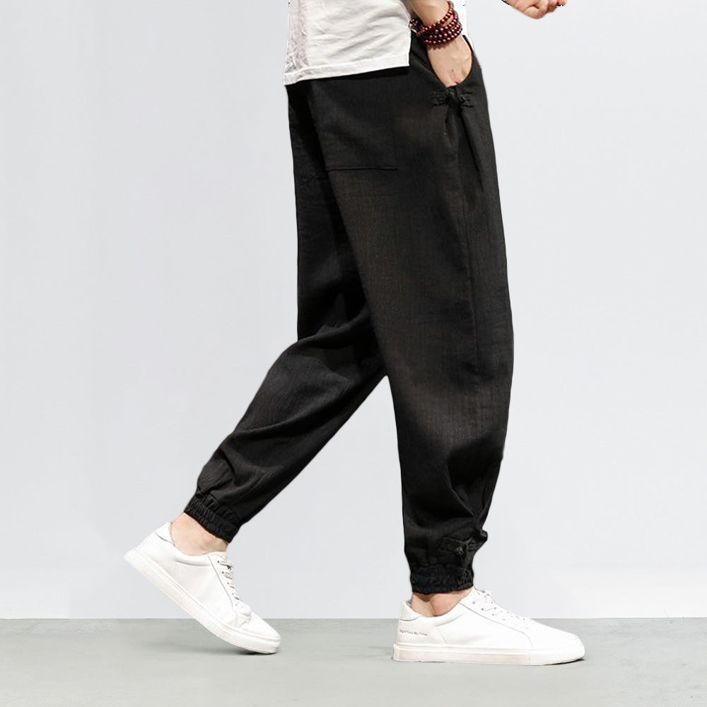 Pantalons Harem Japonais Élastiques avec Poches Profondes en Texture Côtelée – Coupe Décontractée et Confortable 6