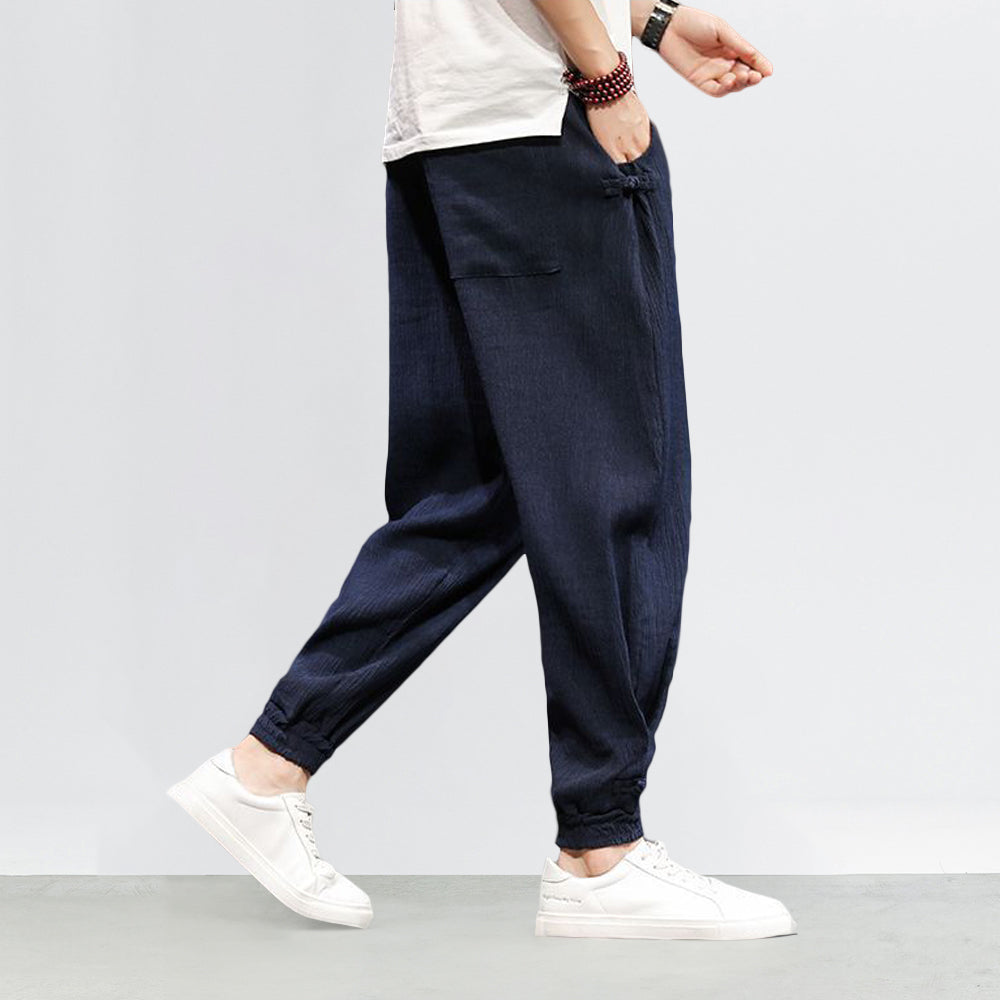 Pantalons Harem Japonais Élastiques avec Poches Profondes en Texture Côtelée – Coupe Décontractée et Confortable 7