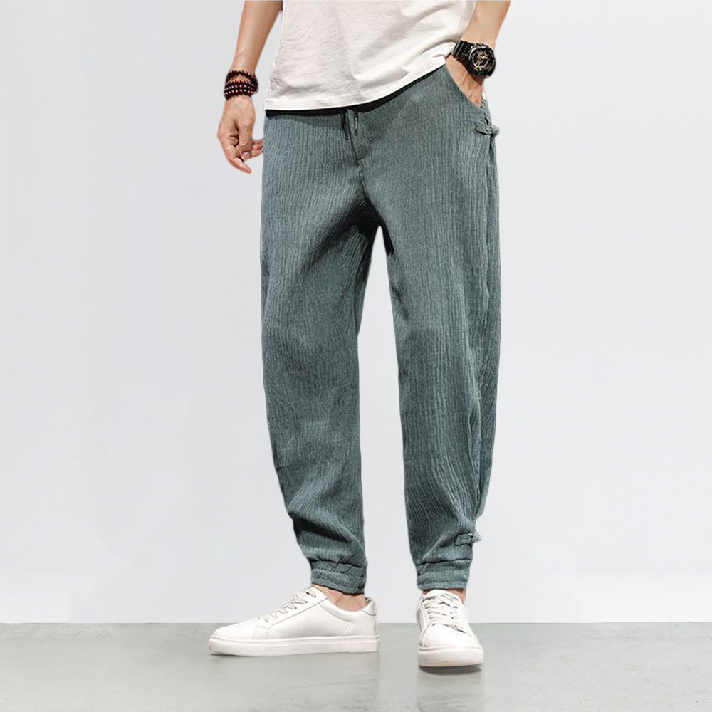 Pantalons Harem Japonais Élastiques avec Poches Profondes en Texture Côtelée – Coupe Décontractée et Confortable 8