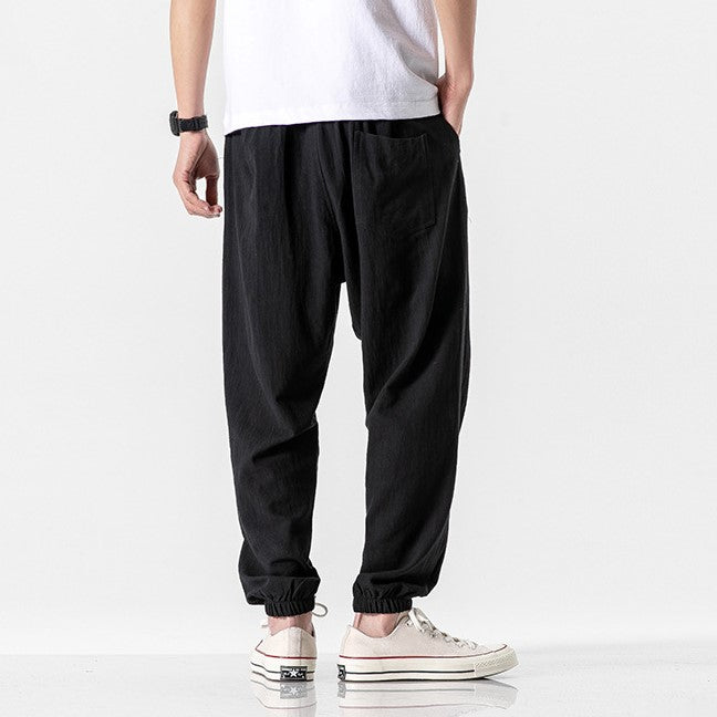 Pantalons Harem en Lin Élastique avec Poches Profondes – Style Japonais, Confortable et Décontracté 5