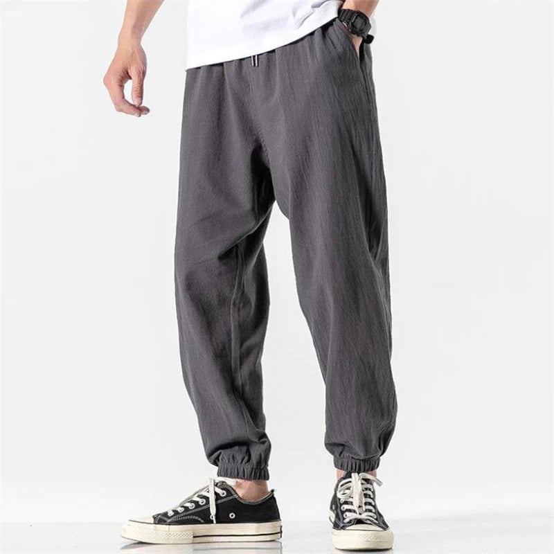 Pantalons Harem en Lin Élastique avec Poches Profondes – Style Japonais, Confortable et Décontracté 6