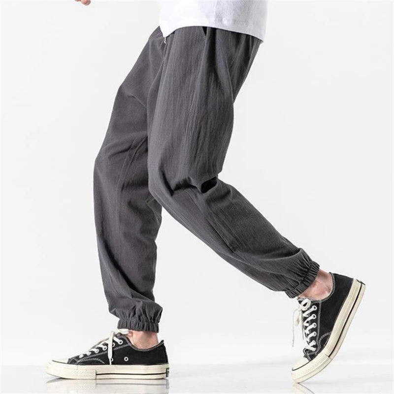Pantalons Harem en Lin Élastique avec Poches Profondes – Style Japonais, Confortable et Décontracté 7