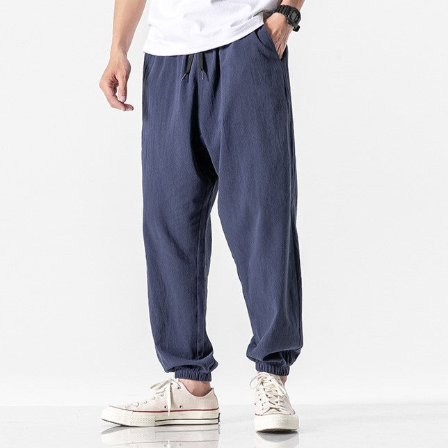 Pantalons Harem en Lin Élastique avec Poches Profondes – Style Japonais, Confortable et Décontracté 9