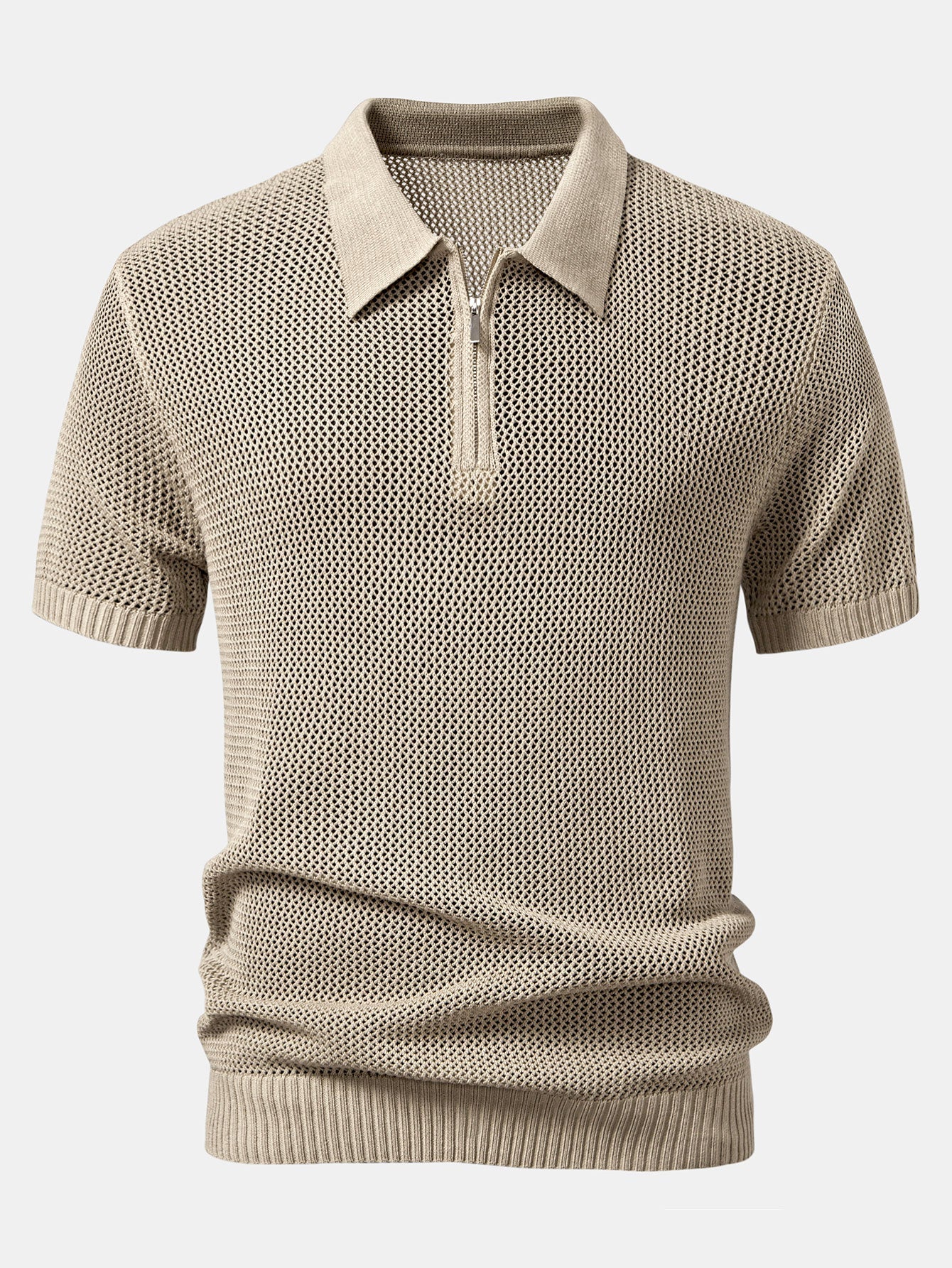 Polo Homme Aéré avec Zip – Chemise en Maille Confortable pour Temps Chaud, Silhouette Minimaliste 0