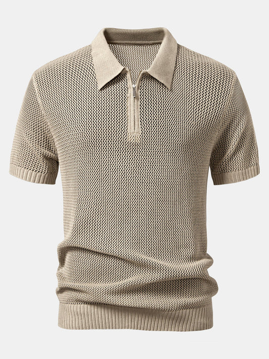 Polo Homme Aéré avec Zip – Chemise en Maille Confortable pour Temps Chaud, Silhouette Minimaliste 0