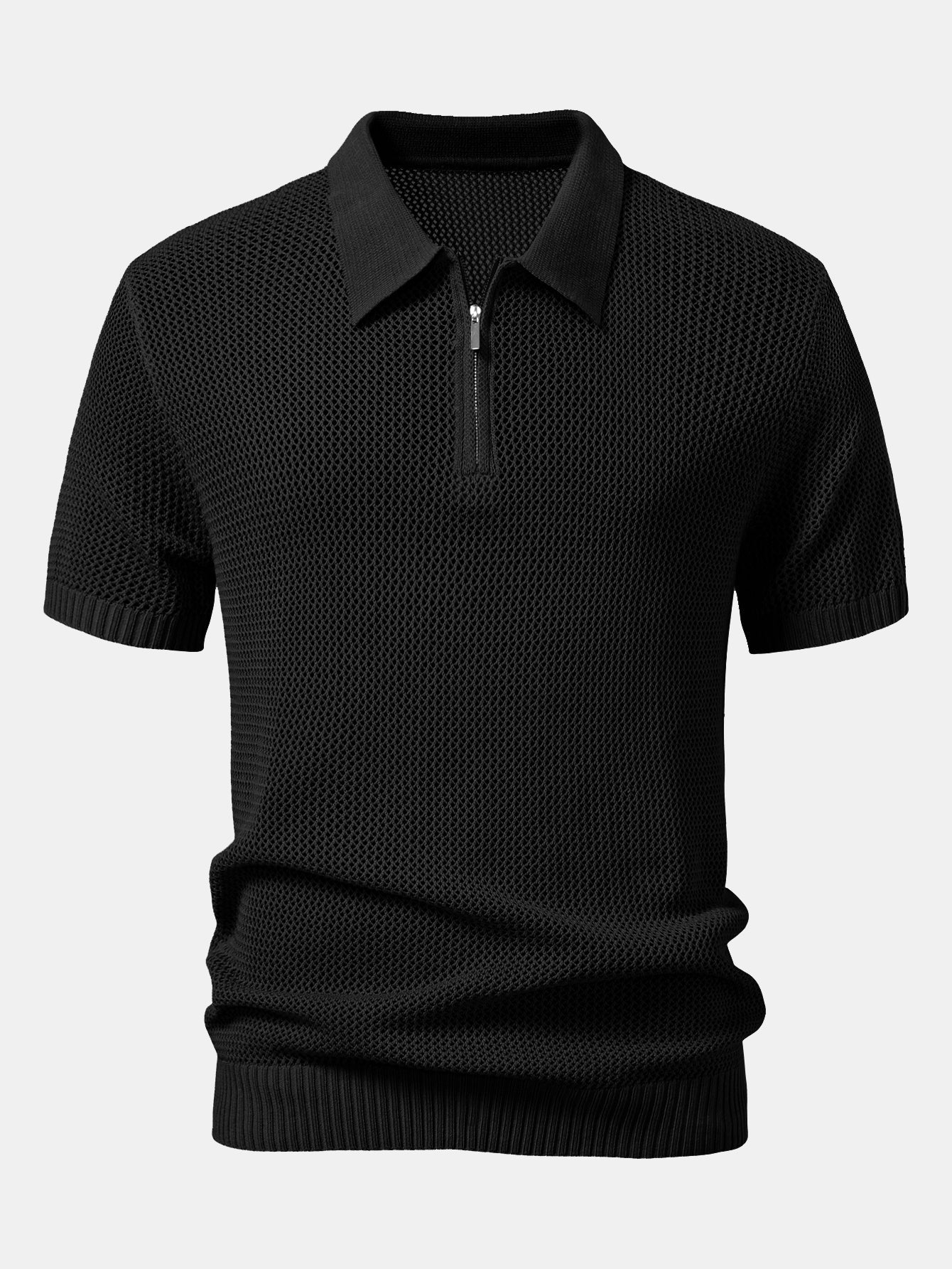 Polo Homme Aéré avec Zip – Chemise en Maille Confortable pour Temps Chaud, Silhouette Minimaliste 2