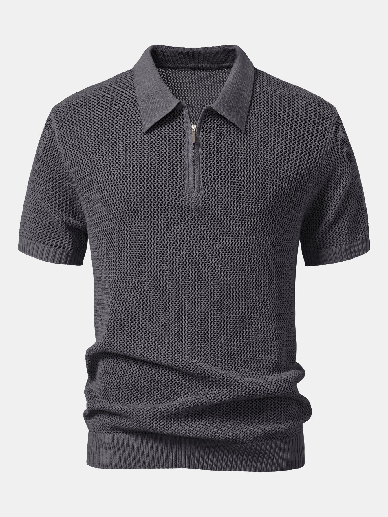 Polo Homme Aéré avec Zip – Chemise en Maille Confortable pour Temps Chaud, Silhouette Minimaliste 4